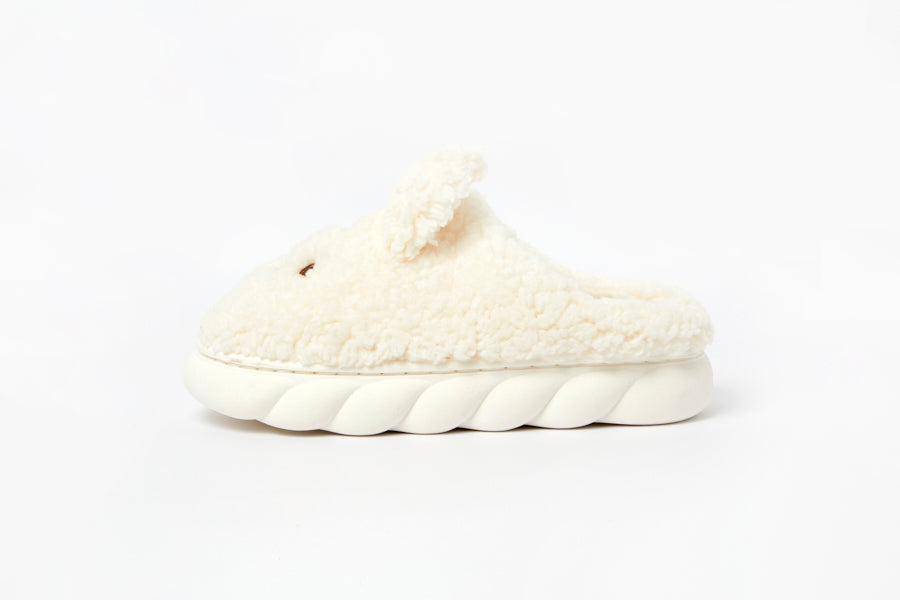 Fur Slippers: Bichon (Cream)