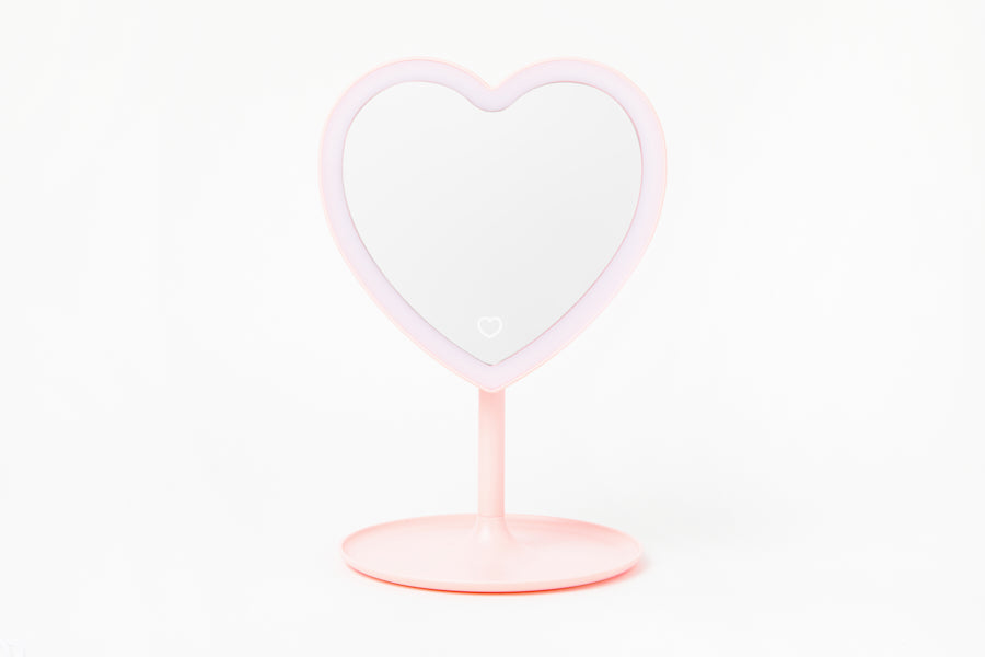 LED Desk Mirror Heart Pink