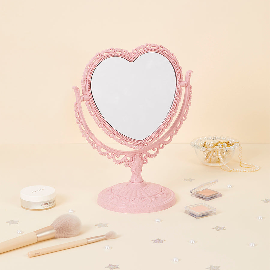 Desk Mirror Princess Heart Pink
