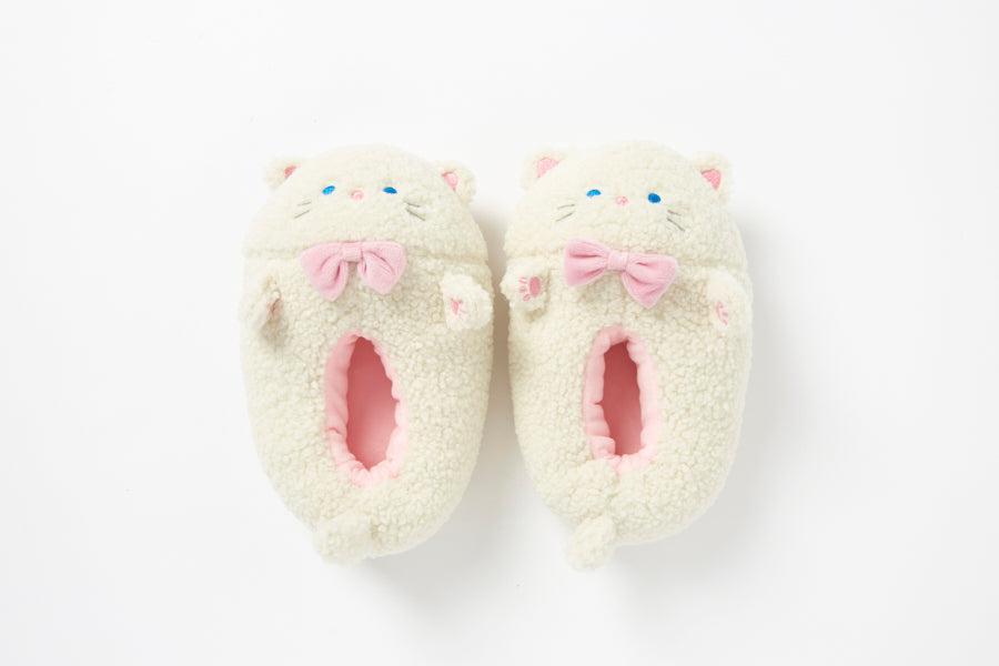 Soft Malang Slippers: Cat (White)