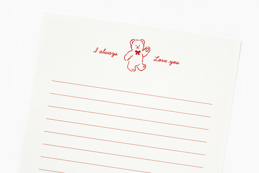 Letter Paper Bear Heart Eyelet
