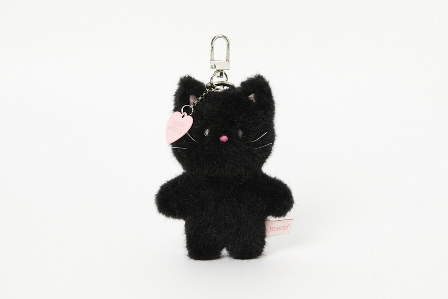 BAG CHARM BLACK CAT HEART CHARM