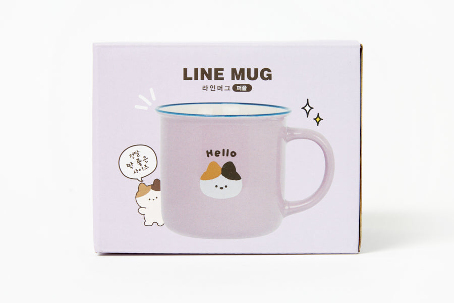 Line Mug (370ml): Purple Cat