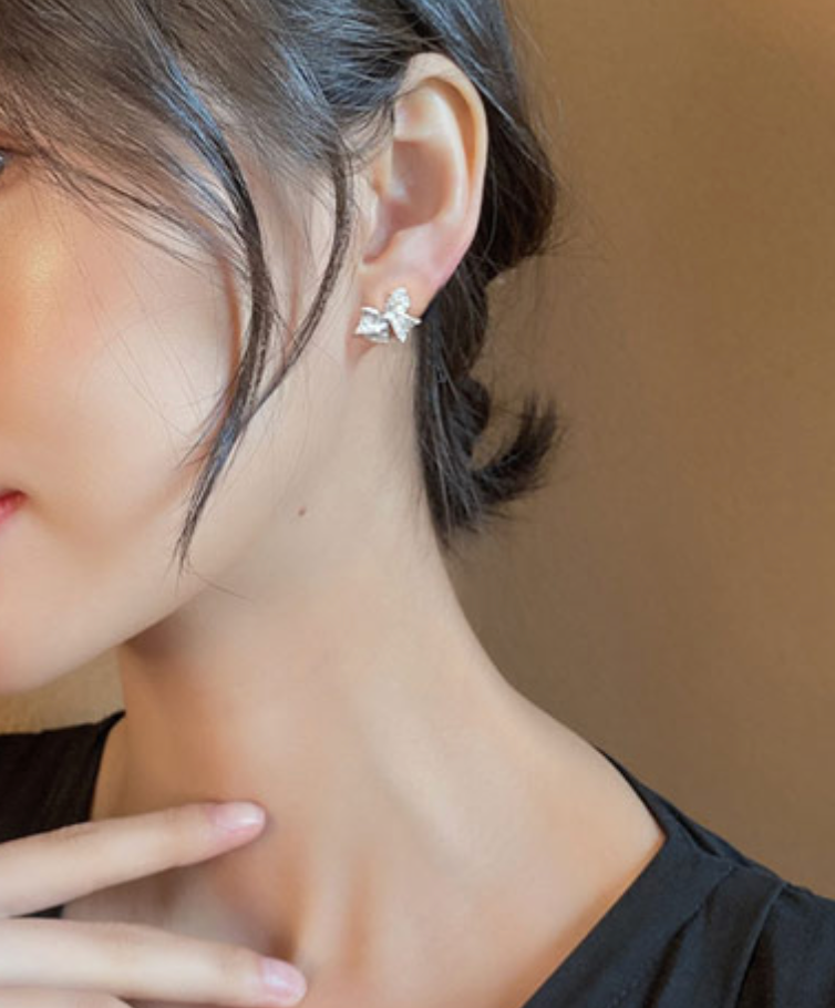 Rose Gold Ribbon Earrings