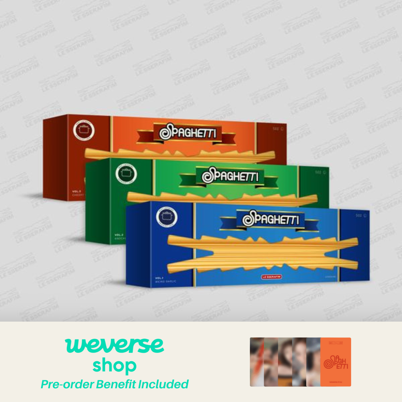 LE SSERAFIM SPAGHETTI weverse 特典 30枚 コンプ WEVERSE POB] LE SSERAFIM – 1st Single Album [SPAGHETTI] – Amuse Ground