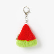 Watermelon fluffy keychain on a silver hook