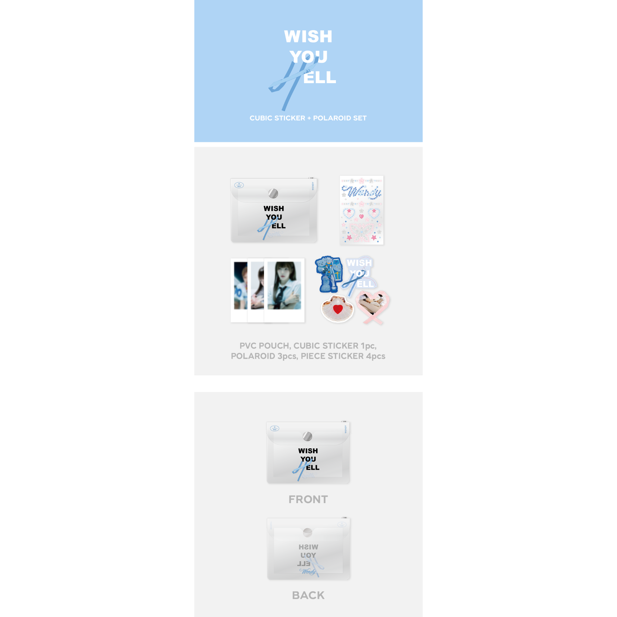 Red Velvet Wendy Official MD "WISH YOU HELL" Cubic Sticker + Polaroid Set