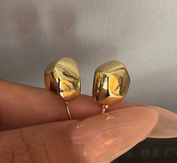 Bold Gold Stone Stud Earrings