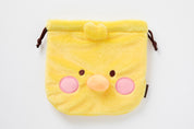 String Fabric Pouch Iren Face Yellow