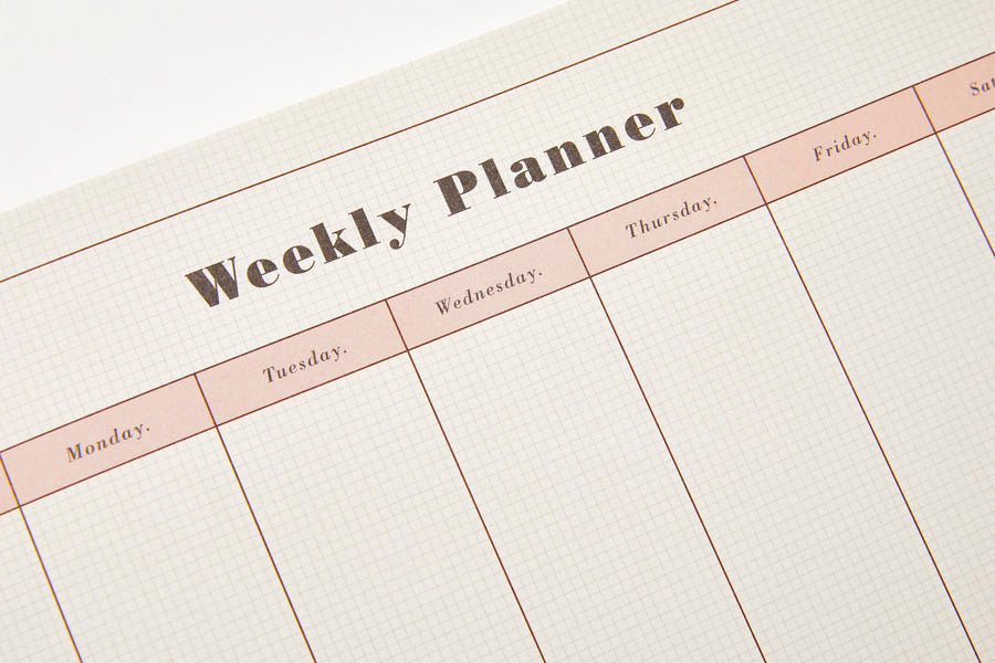 Weekly Scheduler: Pink Grid