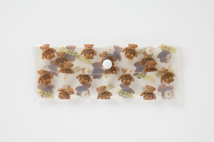 PVC Pencil Case Teddy Bear & Flower