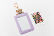 Photo Card Case Teddy Bear Purple with Key Ring