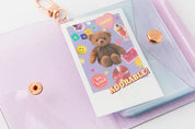 Pocket Card Case  Adorable Bear Purple