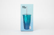 Metal Tumbler with Straw Blue Navy 550ml