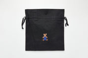 Eco Bag Bear Embroidered String Black