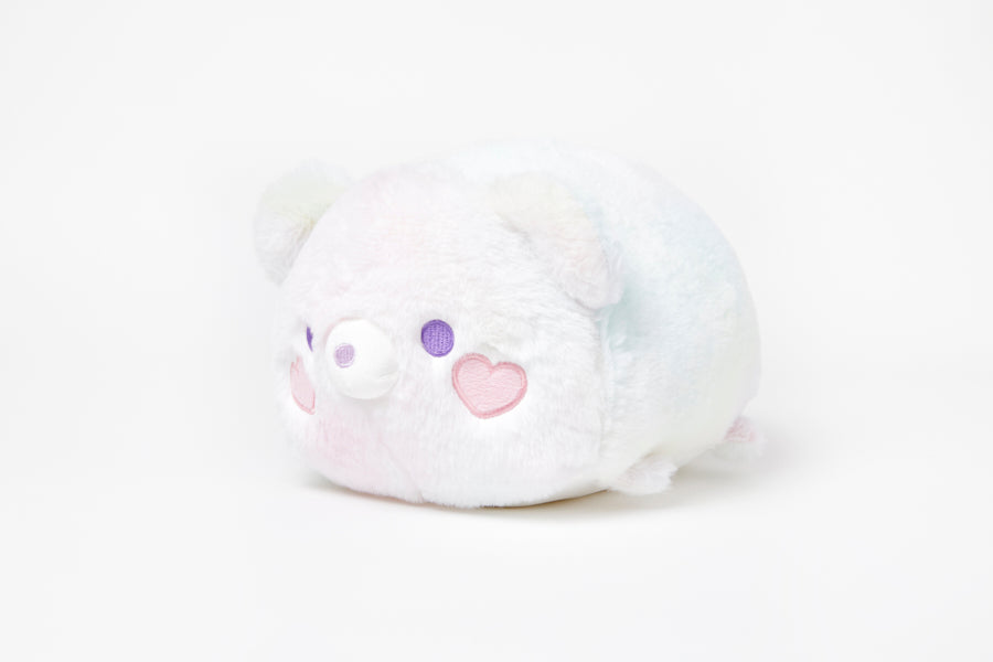 Cushion Lying Rainbow Heart Bear