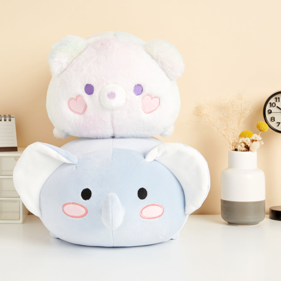 Cushion Lying Rainbow Heart Bear