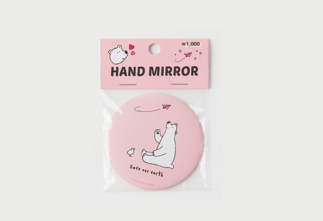 Hand Mirror Friendly Bear Pink