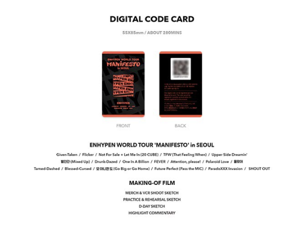 Enhypen World Tour: Manifesto in Seoul Digital Code