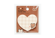 Sticky Memo Pad Bear Heart Brown