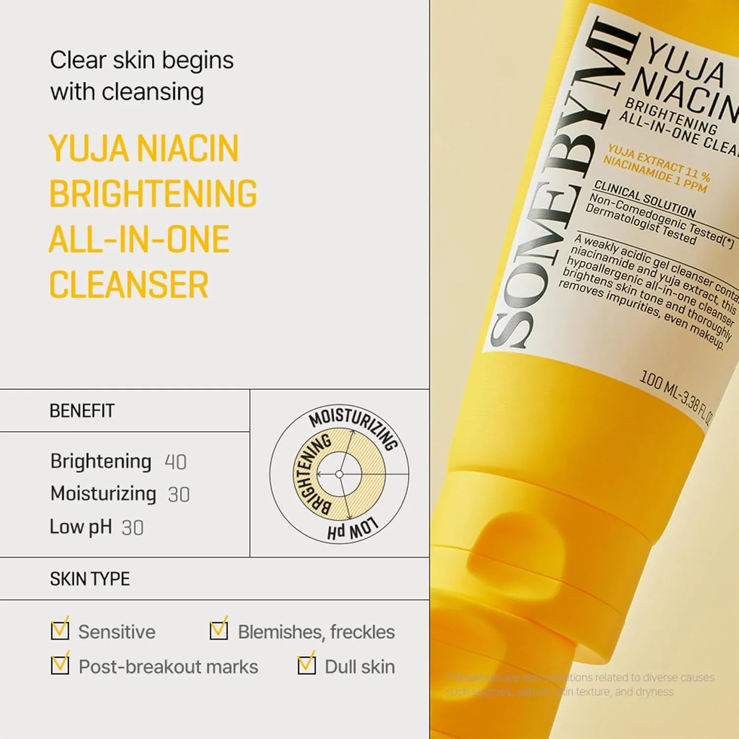 SOME BY MI Yuja Niacin Brightening All-In-One Cleanser [100ml]
