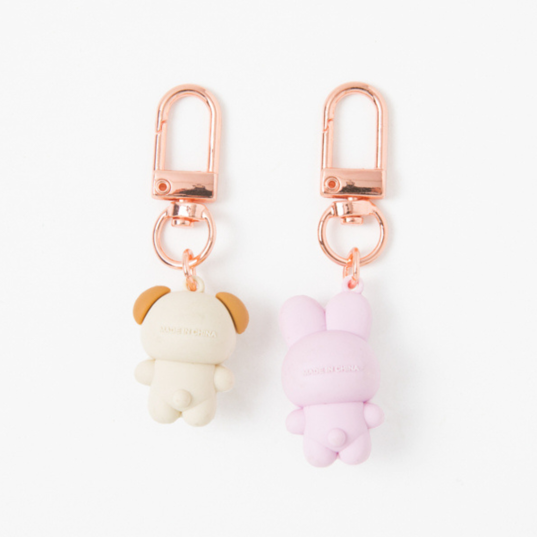 KEY RING SET RIBBON DOG RABBIT