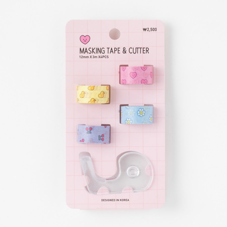 Mini Masking Tape & Cutter Set Pattern Pink