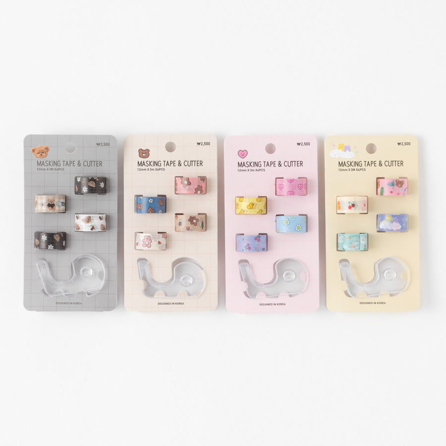 Mini Masking Tape & Cutter Set Pattern Pink