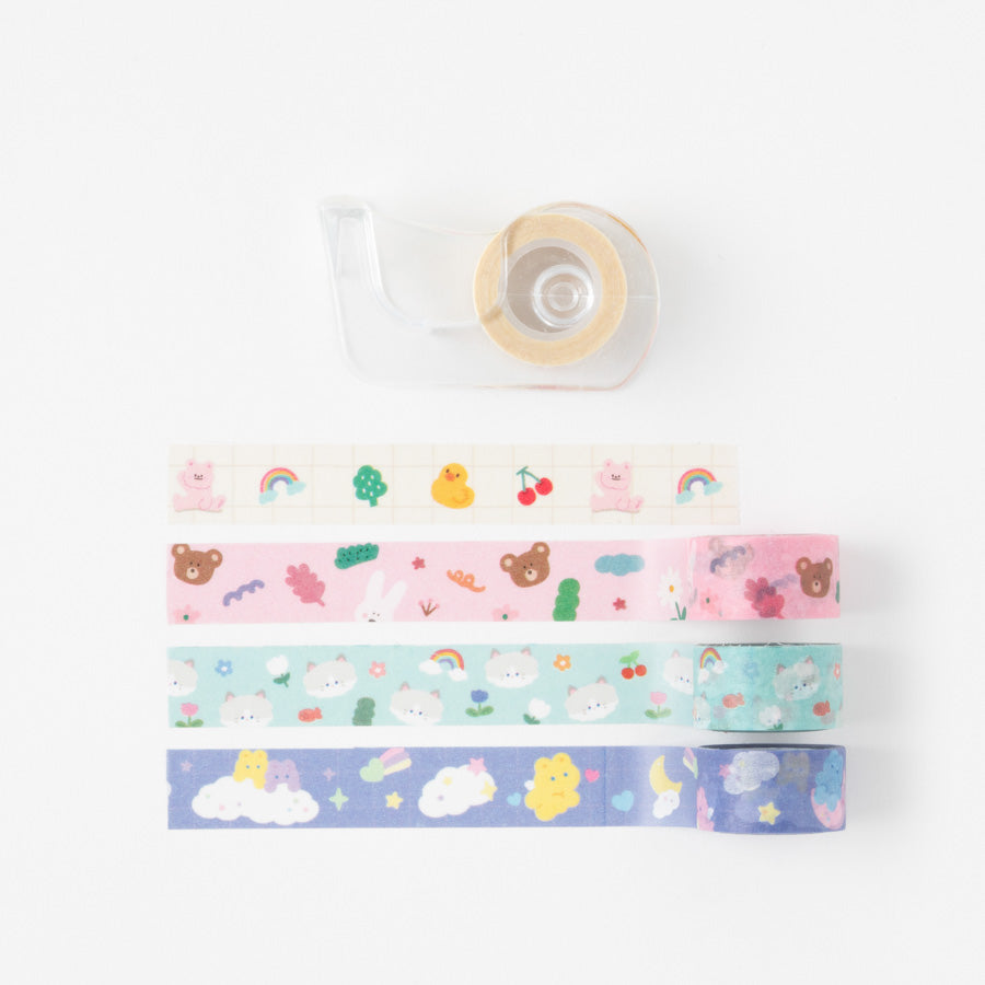 Mini Masking Tape & Cutter Set Animal Yellow