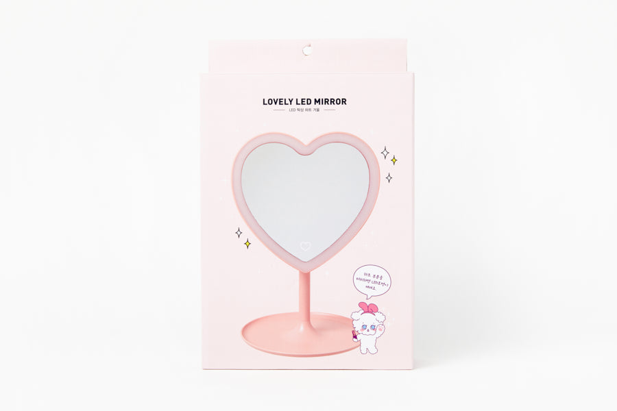 LED Desk Mirror Heart Pink
