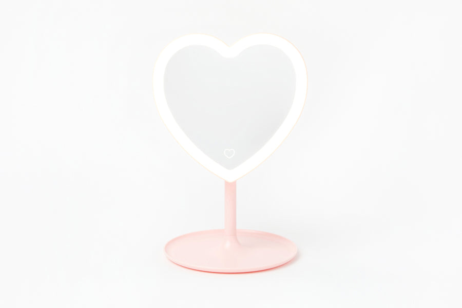 LED Desk Mirror Heart Pink