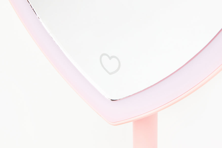 LED Desk Mirror Heart Pink