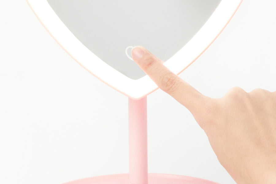 LED Desk Mirror Heart Pink