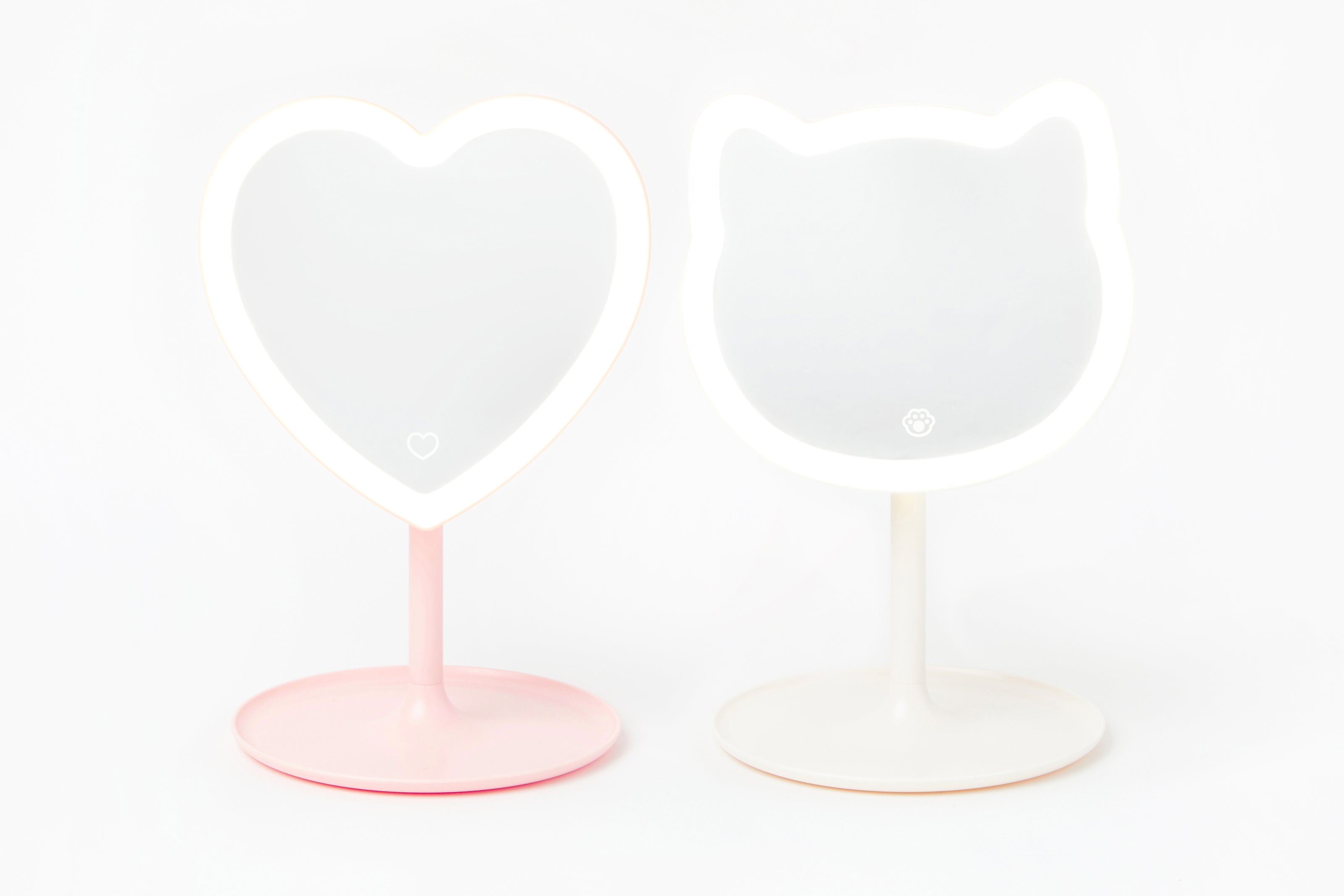 LED Desk Mirror Heart Pink