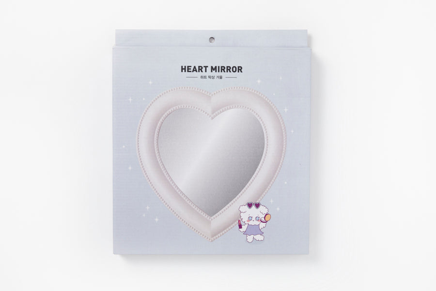 Desk Mirror White Heart L