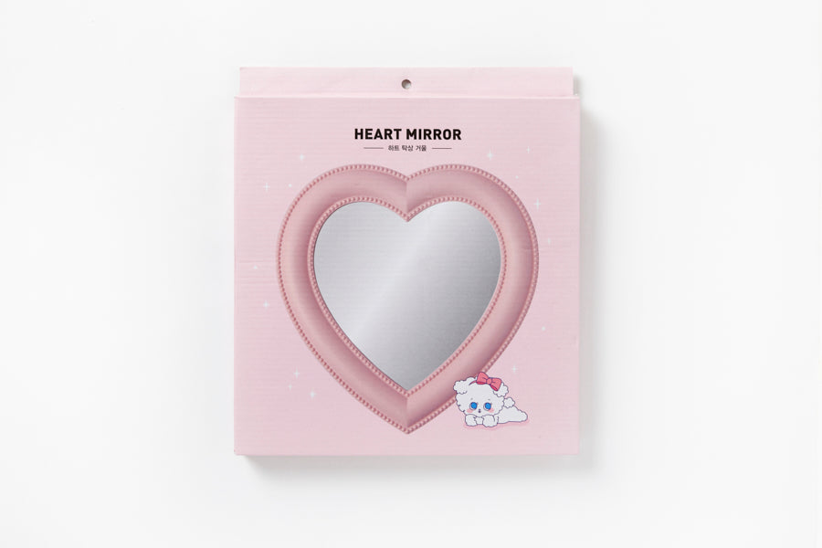 Desk Mirror Pink Heart L