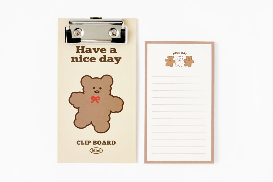 Mini Clipboard & Memo Set Bear Beige