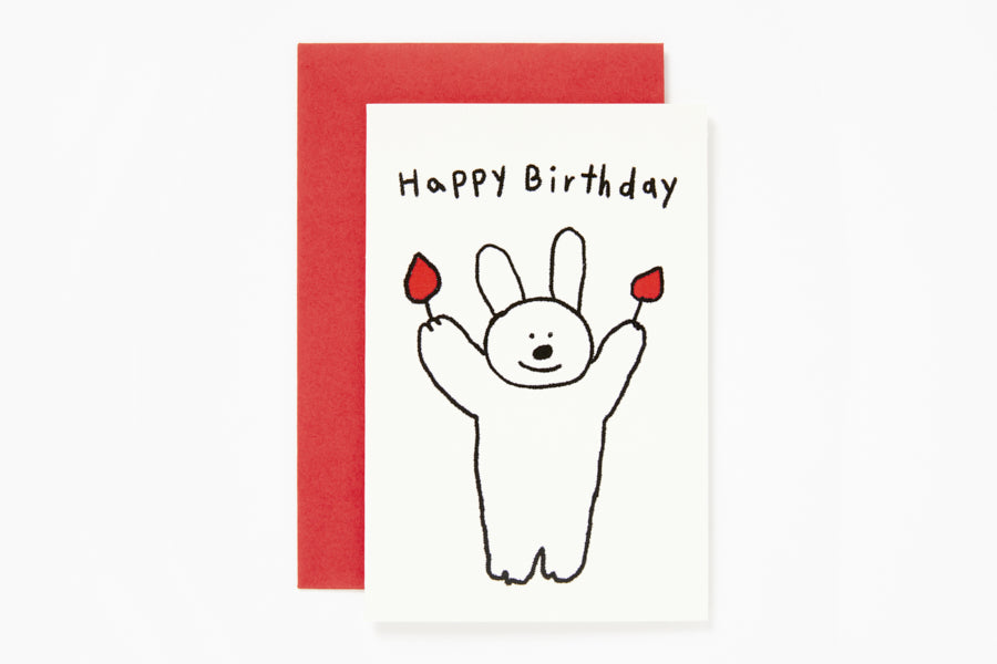 Card 'Happy Birthday' Rabbit Red