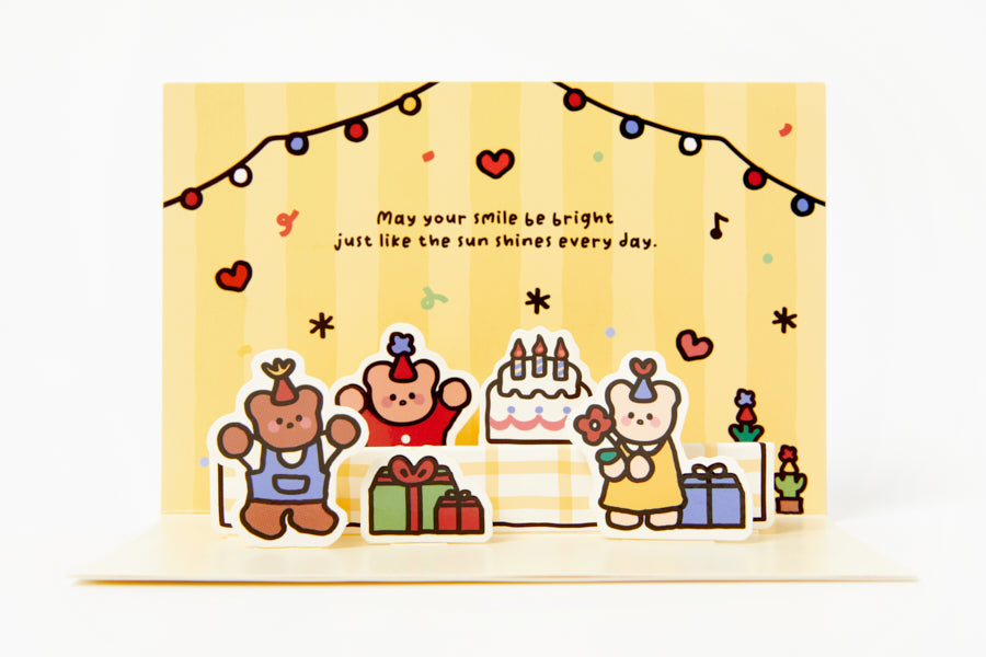 Pop-Up Card 'Happy Birthday' Bear & Gift