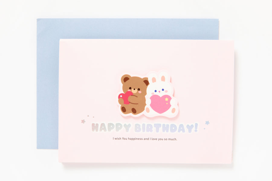 Pop-Up Card 'Happy Birthday' Bear & Rabbit