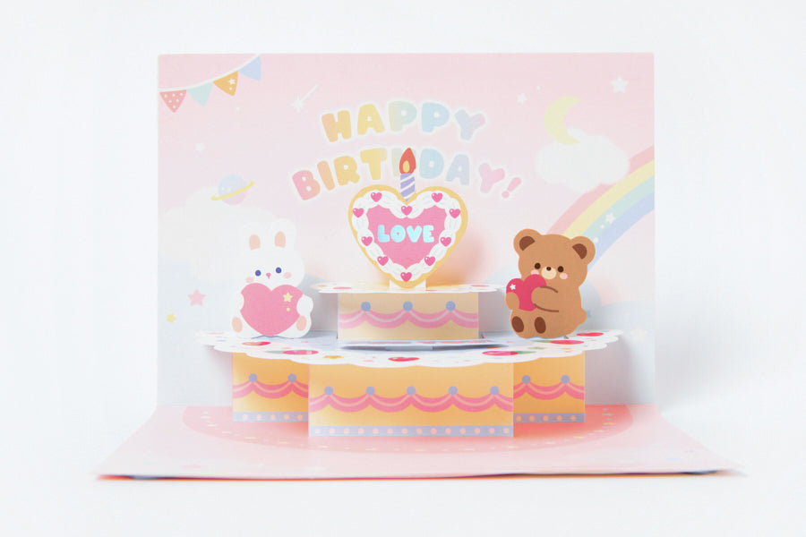 Pop-Up Card 'Happy Birthday' Bear & Rabbit