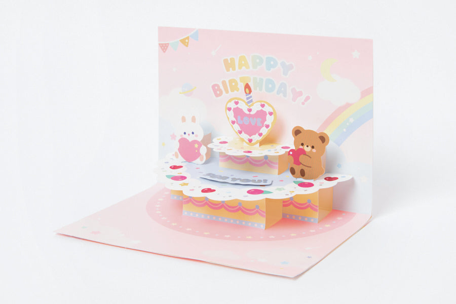 Pop-Up Card 'Happy Birthday' Bear & Rabbit