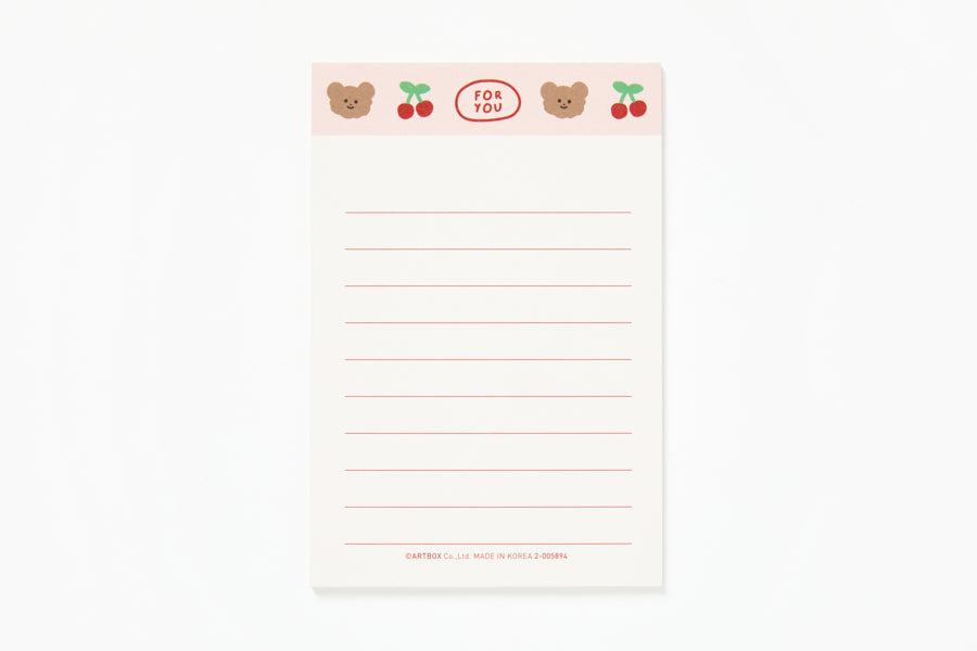 Mini Letter Pad Set Bear and Cherry