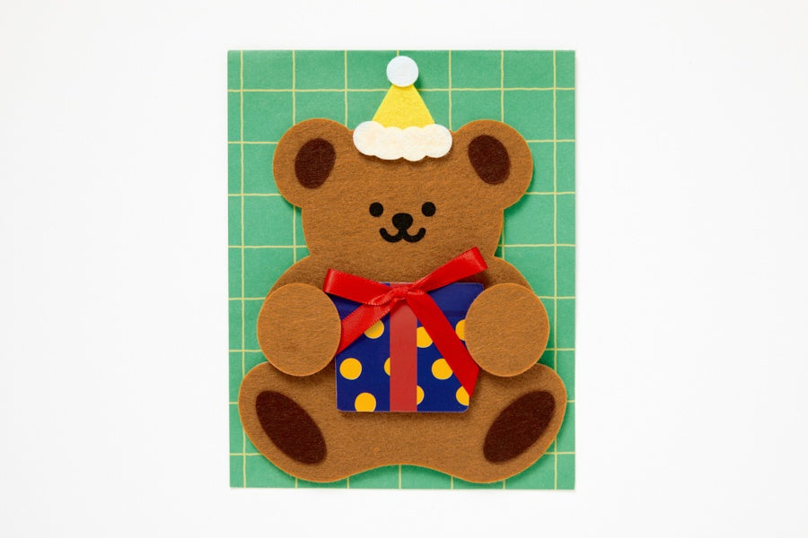 CARD FELT PARTY RIBBON BEAR