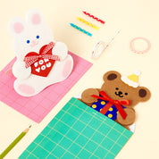CARD FELT PARTY RIBBON BEAR