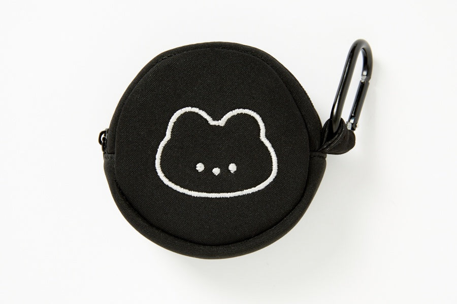 Round Mini Coin Purse Bear Black