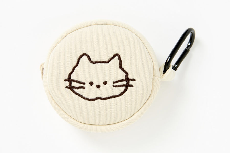 MINI POUCH ROUND CAT WHITE