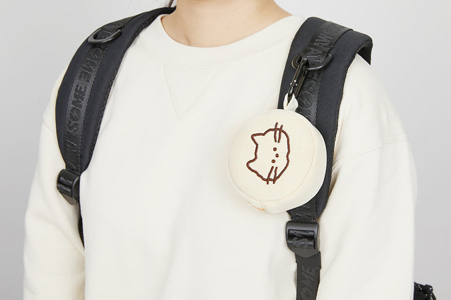 MINI POUCH ROUND CAT WHITE