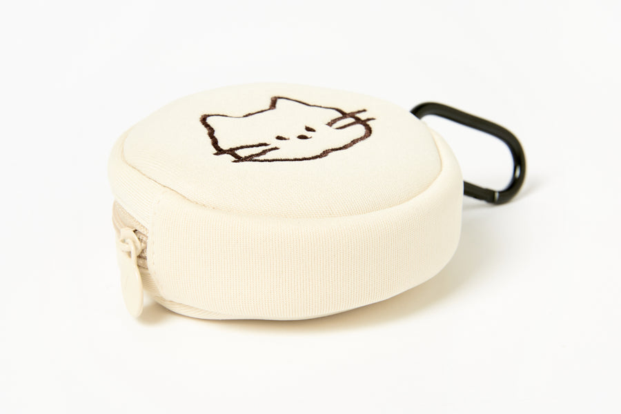 MINI POUCH ROUND CAT WHITE