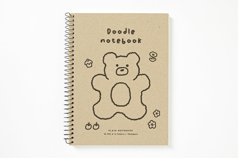 Spring Kraft Notebook - Doodle Bear